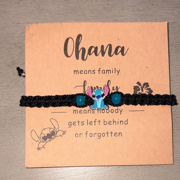 Jewelry - Black Bracelet with Blue Stitch Charm